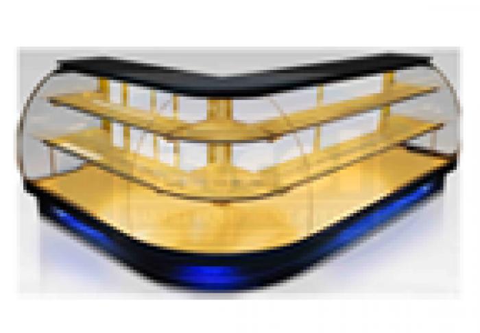 L Shaped Curved Glass Counter