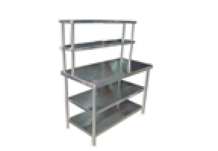 SS Pickup counter with 2 bott tom shelves & 2 over head shelves