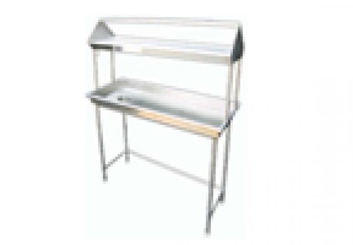 Dish Landing Table with Over Head Shelf